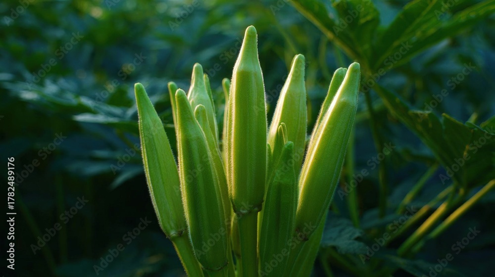 Obraz premium Close-up of a plant with long, pointed leaves. the leaves are a bright green color and appear to be fresh and healthy.
