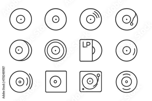 Vinyl Record Icons Set