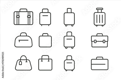 Luggage and Bags Line Drawings Set