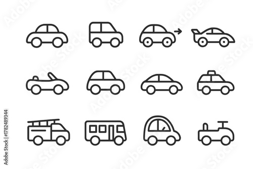 Vehicle Line Icons Set