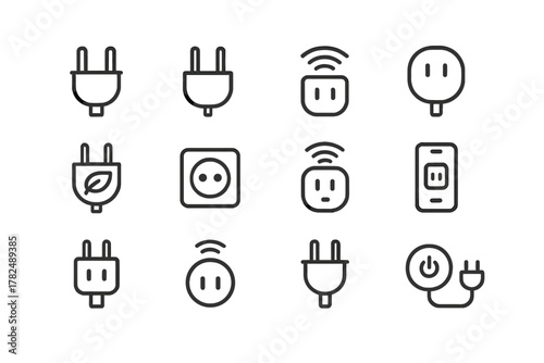 Electrical Plugs and Sockets Icon Set