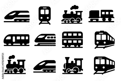 Train icon set on white background