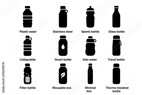 Water Bottle Icons Set