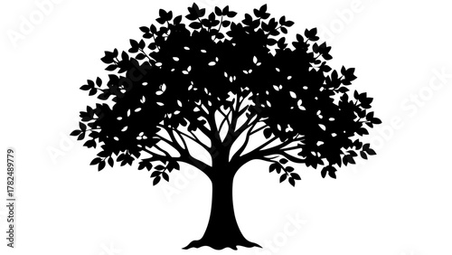 Silhouette of a tree with dense foliage
