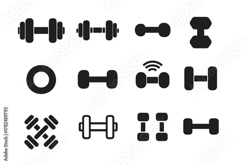 Dumbbells and Weights Icon Set