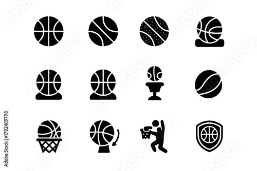 Basketball Icons Set in Black and White
