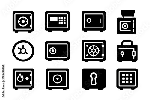 set of security safes and storage icons