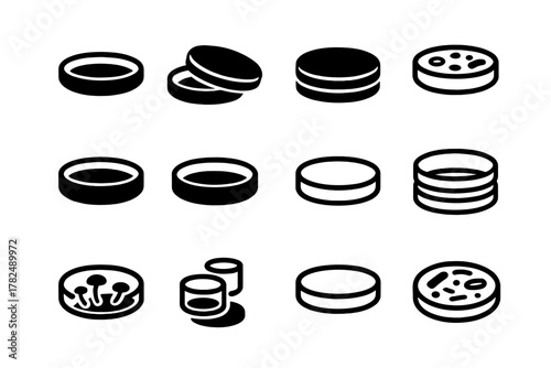 Set of Abstract Circular Icons in Minimalist Style