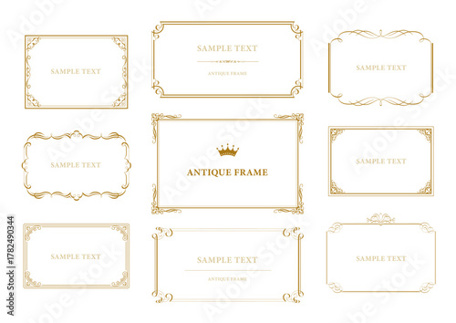 クラシックで上品な使いやすいアンティークフレームデザインセット（ラベル・メッセージ・装飾素材）