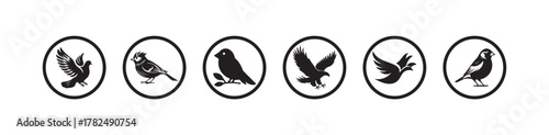 Elegant Bird Icon Collection, Minimal Black and White Vector Set, Bird Symbol Pack, vector illustration EPS 10.