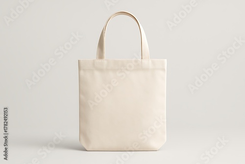 Blank White Cotton Tote Bag Neutral Canvas Shopping Bag with Handles Plain Reusable Grocery Bag for Customizable Designs on Light Background Promotion Mockup
