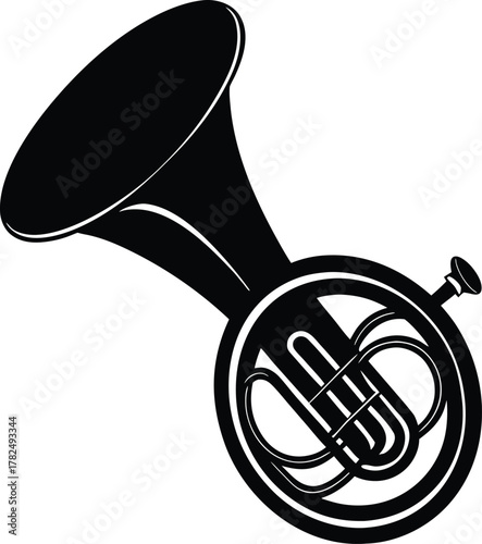 A coiled tuba silhouette illustration.