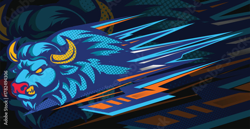 Sport Racing Car Vector Design with Abstract Stripe and Decal Graphics