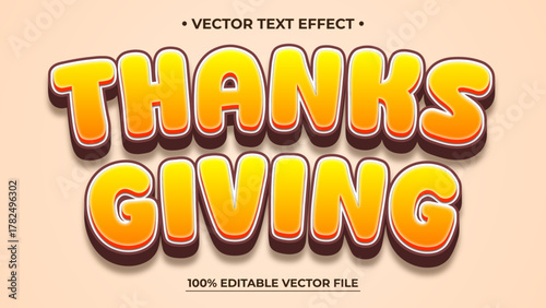 Thanksgiving Text Effect Bold Colorful Editable Vector Graphic Design