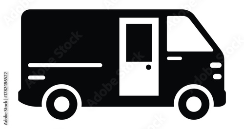 Delivery van vector icon, side view cargo transport and logistics graphic