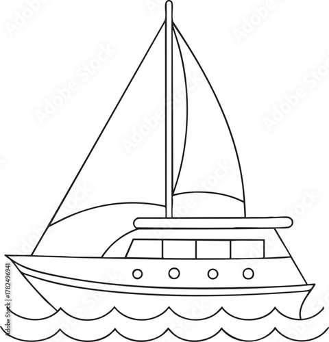 a sailboat floats on wavy water with a large sail