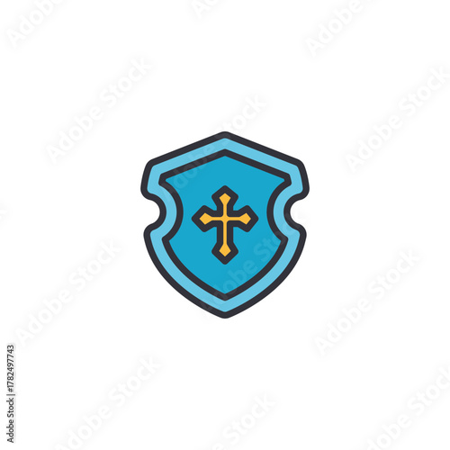 Royal scroll document icon with seal cross, symbolizing official message letter, ancient decree paper, kingdom announcement statement, monarchy communication system used in medieval times.