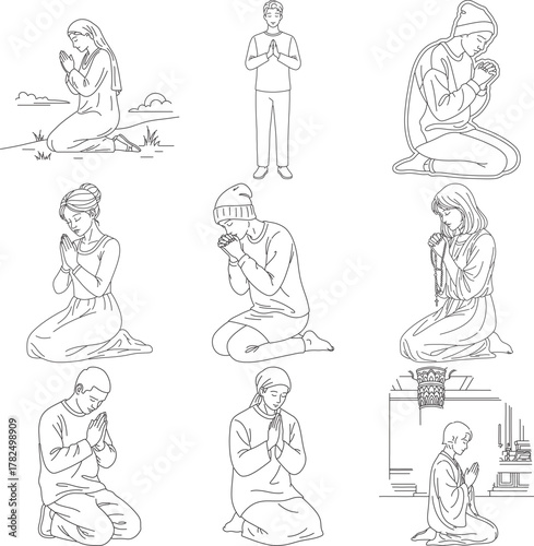 Silhouetted doctors and medical professionals in various healthcare settings showcasing diverse medical activities and patient care scenarios