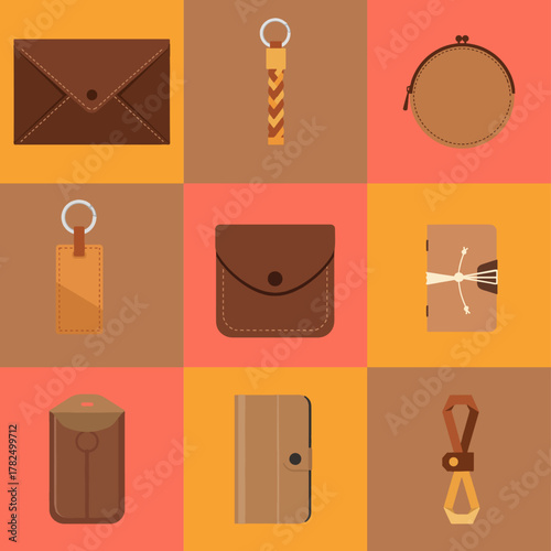 set illustration vector graphic of handicrafts made from leather