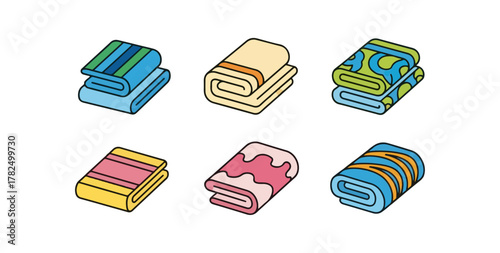 Folded towels set illustration isolated design elements