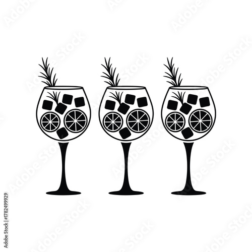 Three refreshing gin and tonic cocktails with citrus and herbs