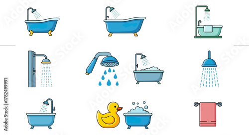 Bathroom fixture set illustration