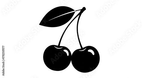 Minimalist Black Cherry Icon Perfect For Summer Food Menus Healthy Dessert Branding Graphics