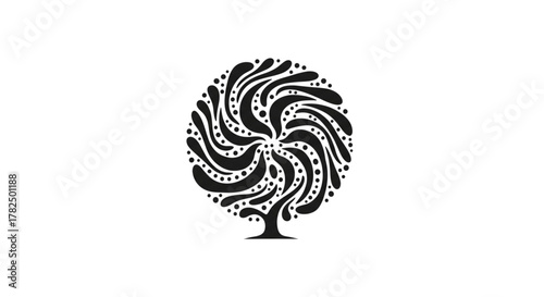 Swirling Tree of Life Logo Design for Growth Ecology Organic Branding and Eco Web Elements