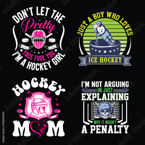 Winter game Ice Hockey Retro vintage Bundle T shirt design. 