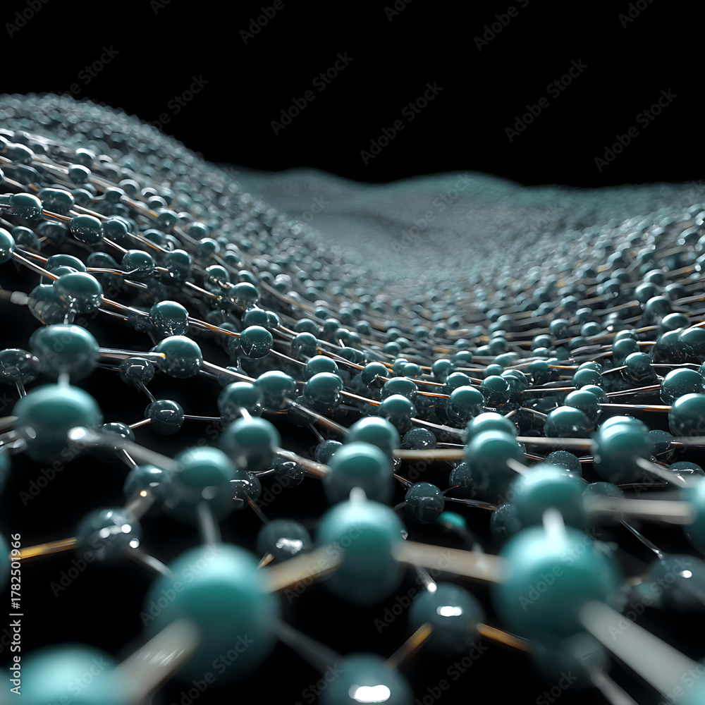 Fototapeta premium Stunning 3D atom grid visualization revealing complex molecular structure with glowing connections, perfect for science and technology concepts