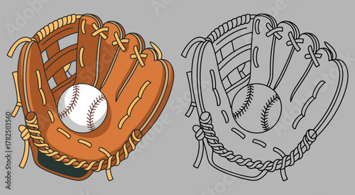 Baseball glove various style vector illustration