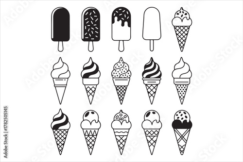 Ice Cream Dreams Silhouette Vector Illustration for Summer Dessert Concept