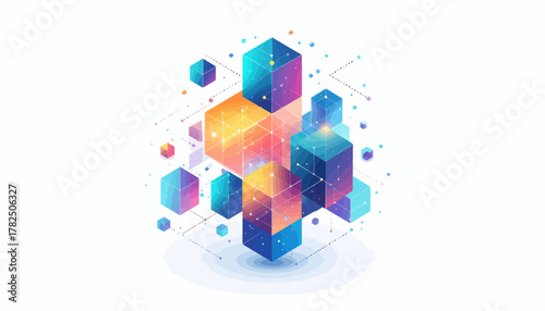 Abstract geometric cubes with transparent background