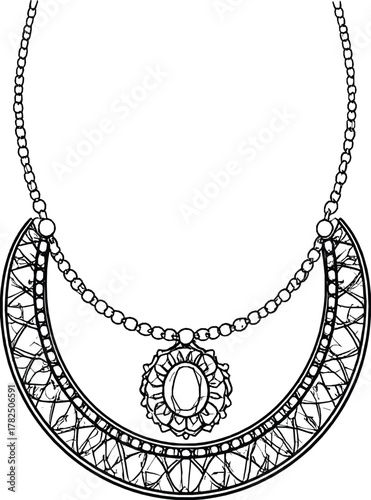 Stylish Bead Necklace Drawing 