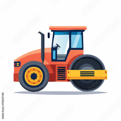 Road Roller Compacting Asphalt Vector