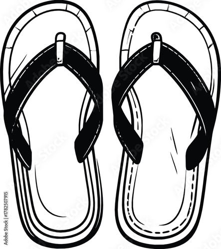 Summer Sandals Line Art Design  