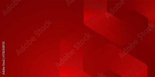 Digital abstract background hexagon lines on red background. Futuristic digital network stripe line art design for poster, brochure, cover, website, banner