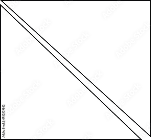 Black diagonal double line on a white background creating a geometric division Keywords: diagonal, line, double line, geometric, division, abstract, graphic, design, element, simple, minimalist