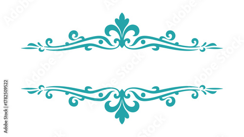 Ornate teal flourish design frame