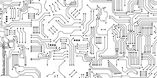 Circuit board. Motherboard scheme in perspective, digital microchip computer technology abstract 3d  texture. Electronic processor tech, integrated computing element illustration