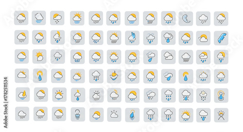 Weather Forecast Icon Set for App Design Climate Data Visualization UI Elements