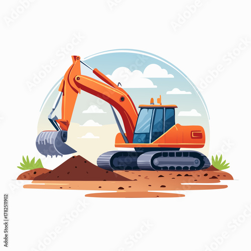 Trench Digger Machine Vector