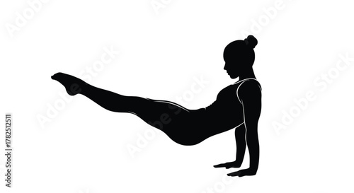 Silhouette of a woman doing a plank pose for health, fitness, and exercise content