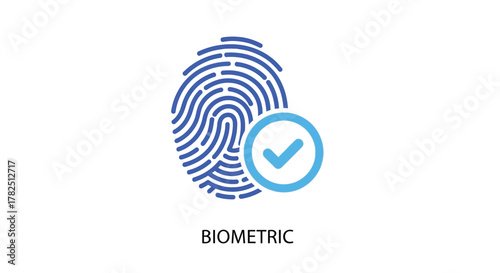 Biometric fingerprint scan with checkmark symbol modern security identification silhouette