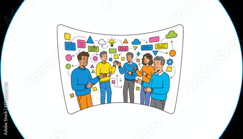 Diverse business team collaborating on an agile workflow, brainstorming innovative ideas on a project management board.