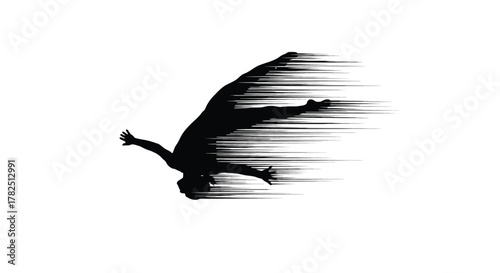 A dynamic silhouette of a gymnast performing a tumbling pass, demonstrating power and agility
