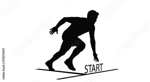 Silhouette of a runner taking off from a starting line