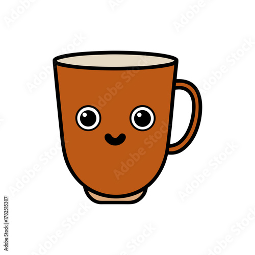 Cute cartoon coffee mug with a happy face