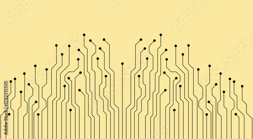 Creative yellow circuit wallpaper with copy space. Technology and computing concept