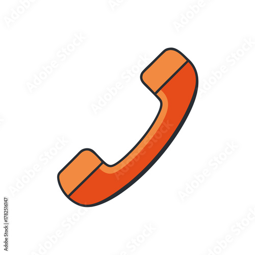 Orange telephone handset icon for contact